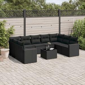 VidaXL Polyrattan Kerti Ülőgarnitúra - 10 részes - Fekete