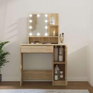 VidaXL LED-es Sminkasztal - Sonoma Tölgy - 86,5x35x136 cm