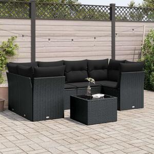 VidaXL Polyrattan Kerti Ülőgarnitúra - 7 részes - Fekete