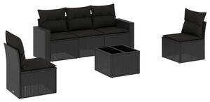 VidaXL Polyrattan Kerti Ülőgarnitúra - 6 részes - Fekete