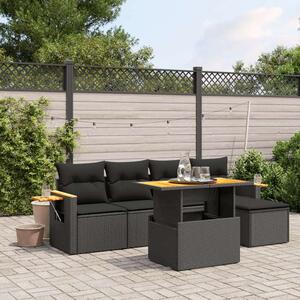 VidaXL Polyrattan Kerti Ülőgarnitúra - 6 részes - Fekete