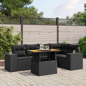 VidaXL Polyrattan Kerti Ülőgarnitúra - 6 részes - Fekete