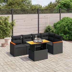 Polyrattan Kerti Ülőgarnitúra - 6 részes - Fekete