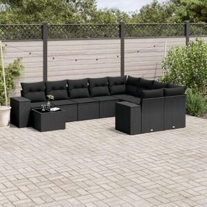 VidaXL Polyrattan Kerti Ülőgarnitúra - 10 részes - Fekete