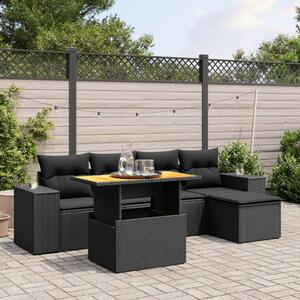 VidaXL Polyrattan Kerti Ülőgarnitúra - 6 részes - Fekete