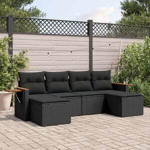 VidaXL Polyrattan Kerti Ülőgarnitúra - 6 részes - Fekete
