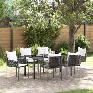 Kert étkező szett 7 pcs Barna és fekete PE Rattan