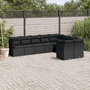 VidaXL Polyrattan Kerti Ülőgarnitúra - 9 részes - Fekete