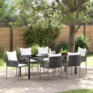 Kert étkező szett 7 pcs Barna és fekete PE Rattan
