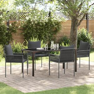 Kert étkező szett 5 pcs Fekete és Szürke PE Rattan