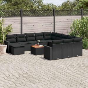 VidaXL Polyrattan Kerti Ülőgarnitúra - 13 részes - Fekete
