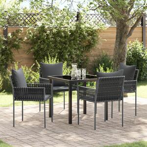Kert étkező szett 5 pcs Fekete és Szürke PE Rattan