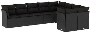 VidaXL Polyrattan Kerti Ülőgarnitúra - 9 részes - Fekete