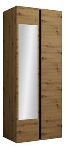 Tükrös szekrény előszobába 74 cm SELAND - artisan tölgy / fekete
