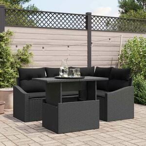 VidaXL Kerti Kanapé Szett párnával 5 pcs Fekete 100 x 55 x 73 cm