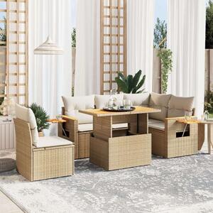 VidaXL Polyrattan Kerti Ülőgarnitúra - 6 részes - Bézs