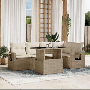 VidaXL Polyrattan Kerti Ülőgarnitúra - 6 részes - Bézs