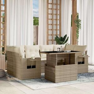 VidaXL Polyrattan Kerti Ülőgarnitúra - 7 részes - Bézs