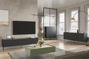 Desin 220 4D négyajtós TV-szekrény - matt fekete / nagano-tölgy