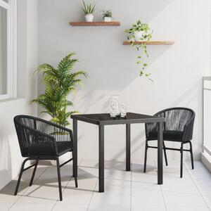 Kert étkező szett 3 pcs Fekete Porszórt acél