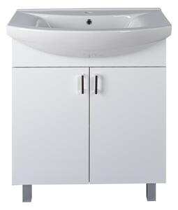 VivaStyle EKONOMIK 75 lábon álló 2 ajtós fürdőszobabútor Sanovit ZENON 6075 mosdóval 75 x 50 cm