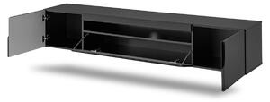 Loftia 200 cm fali TV-szekrény - fekete/fekete matt