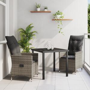 Kert étkező szett párnával 3 pcs Szürke polirattan