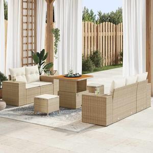 VidaXL Kerti Kanapé Szett párnával 8 pcs Beige és krém Poly Rattan
