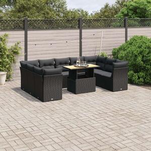 VidaXL Polyrattan Kerti Ülőgarnitúra - 10 részes - Fekete