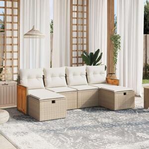 VidaXL Polyrattan Kerti Ülőgarnitúra - 6 részes - Bézs