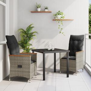 Kert étkező szett párnával 3 pcs Szürke polirattan