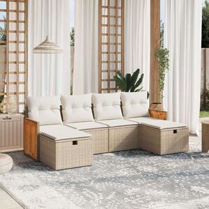 VidaXL Polyrattan Kerti Ülőgarnitúra - 6 részes - Bézs