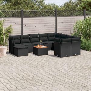 Polyrattan Kerti Ülőgarnitúra - 11 részes - Fekete