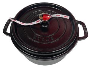 STAUB Öntöttvas főzőedény, zománcozott, 24 cm/3,7 liter, Cocotte Ronde kerek, fekete (50)