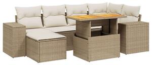 VidaXL Polyrattan Kerti Ülőgarnitúra - 7 részes - Bézs