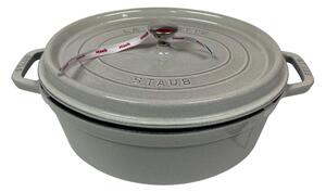 STAUB Öntöttvas főzőedény, zománcozott, 31 cm/5,5 liter, Cocotte Ovale tört fehér, fehér szarvasgomba színű /47/