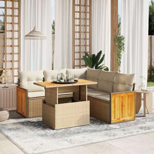 VidaXL Polyrattan Kerti Ülőgarnitúra - 6 részes - Bézs