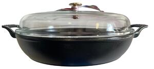 STAUB Öntöttvas serpenyő, zománcozott, sütő, pároló edény, üveg fedővel, 30 cm/5,2 liter, Egyedi kialakítású matt fekete színű (44)