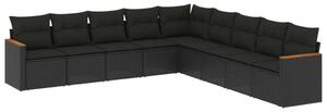 Polyrattan Kerti Ülőgarnitúra - 9 részes - Fekete