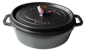 STAUB Öntöttvas főzőedény, zománcozott, 29 cm/4,25 liter, Cocotte Ovale fekete matt /9/