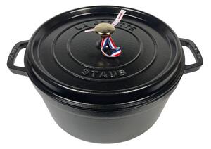 STAUB Cocotte Öntöttvas főzőedény, zománcozott, 30 cm/8,35 liter, Cocotte Ronde kerek, Matt Fekete (68)