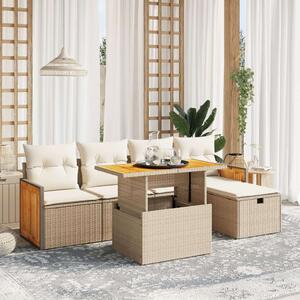 VidaXL Polyrattan Kerti Ülőgarnitúra - 6 részes - Bézs