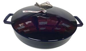 STAUB Öntöttvas főzőedény, zománcozott, 28 cm/4,65 liter, Cocotte Pecheur kerek, sötétkék (105)