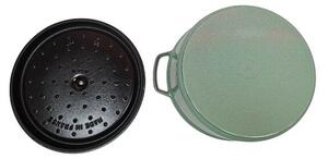 STAUB Öntöttvas főzőedény, zománcozott, 28 cm/6,7 liter, Cocotte Ronde kerek, zsálya (sauge) (101)