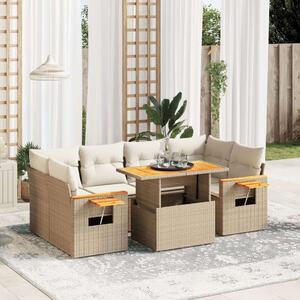 VidaXL Polyrattan Kerti Ülőgarnitúra - 7 részes - Bézs