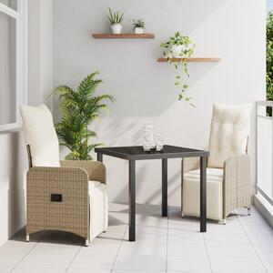 Kert étkező szett 3 pcs Bézs polirattan