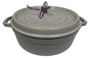STAUB Öntöttvas főzőedény, zománcozott, 26 cm/4 liter, Cocotte Ronde kerek, fehér szarvasgomba (115)