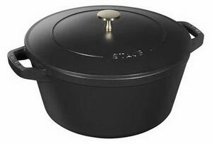 STAUB Öntöttvas főzőedény, zománcozott, 24 cm/4 liter, Cocotte Ronde fekete matt /6/