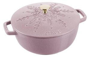 STAUB Öntöttvas főzőedény, zománcozott, 24 cm/3,6 l, "snowflake" hópehely mintás, világos rózsaszínű /5/