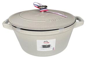STAUB Öntöttvas főzőedény, zománcozott, 24 cm / 4 l, Cocotte Twister, tört fehér (fehér szarvasgomba) színű/4/